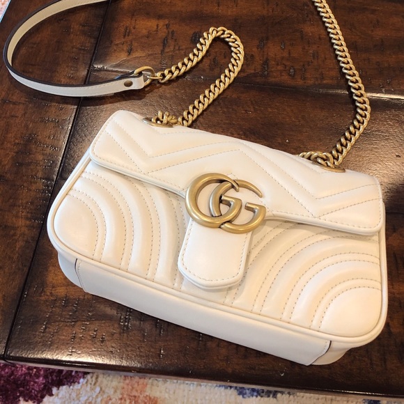 gg marmont small shoulder bag white